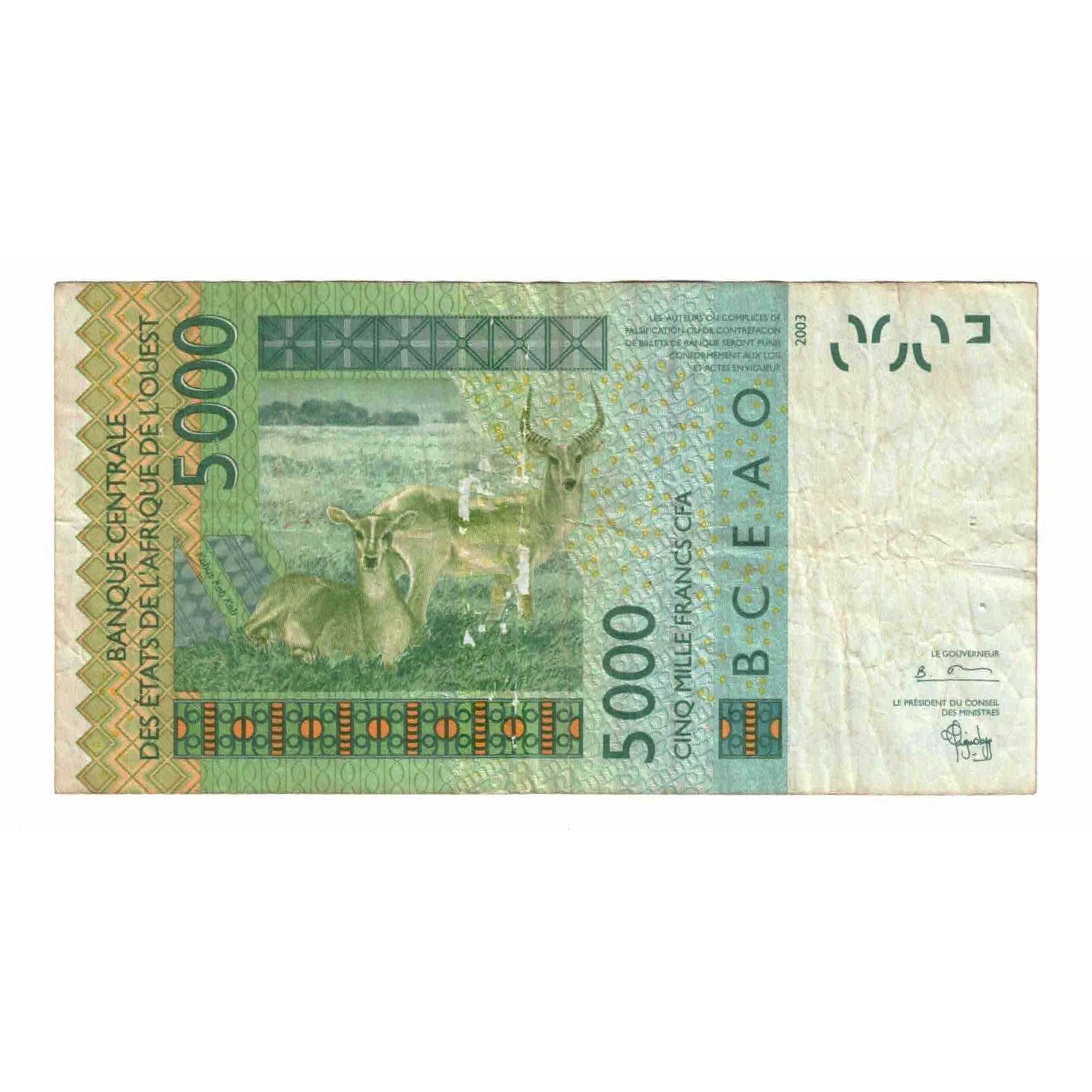 Banknote, West African States, 5000 Francs, 2003, KM:717Ka, EF(40-45)