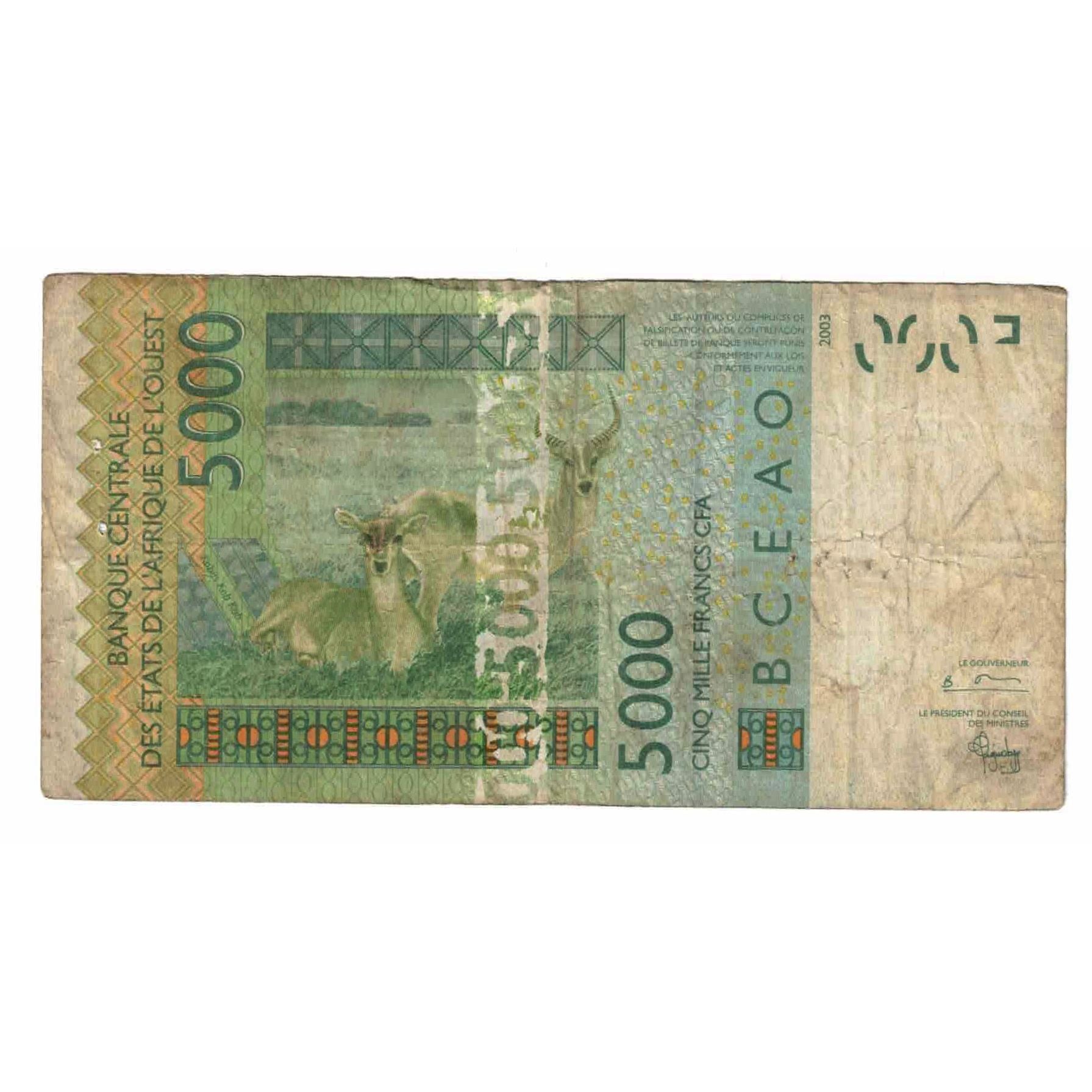 Banknote, West African States, 5000 Francs, 2003, KM:717Ka, VF(20-25)