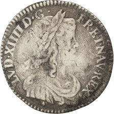 FRANCE, 1/12 Écu à la mèche longue, 1/12 ECU, 10 Sols, 1658, Aix, KM #166.22, VF