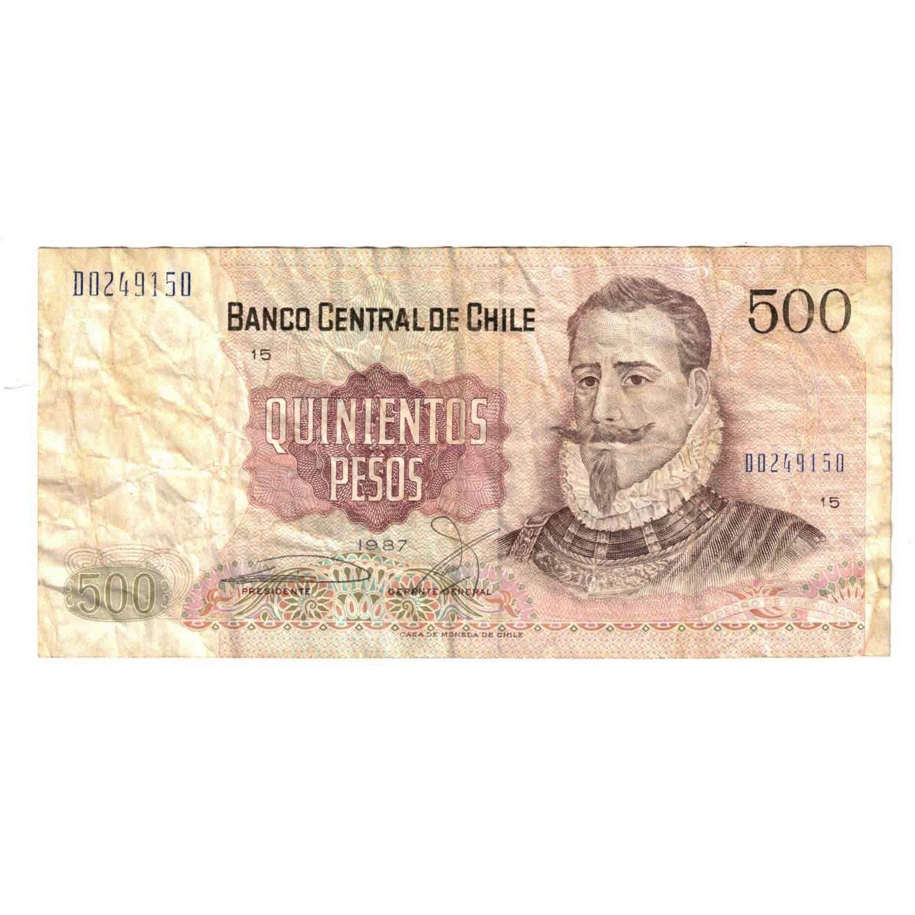 Billete, 500 Pesos, 1987, Chile, KM:153b, EBC