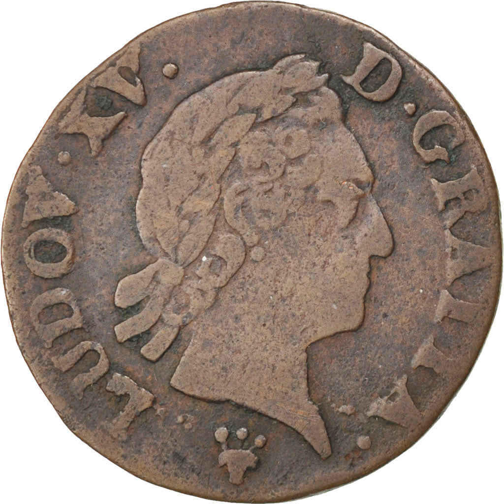 FRANCE, Liard, 1770, Reims, KM #543.9, VF(20-25), Copper, Gadoury #272, 3.03