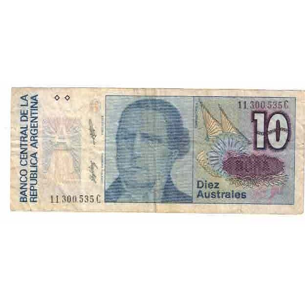 Nota, Argentina, 10 Australes, KM:325b, VF(20-25)
