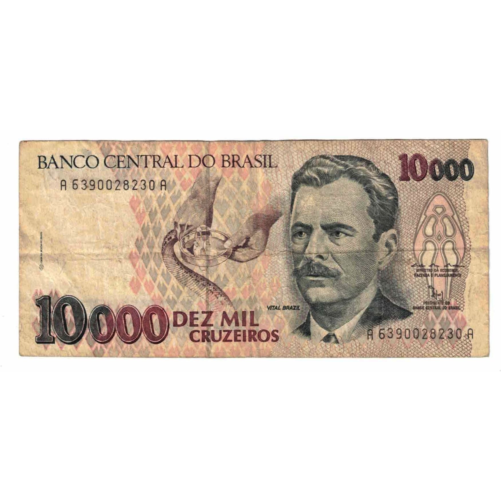 Banknote, Brazil, 10,000 Cruzeiros, Undated (1992), KM:233b, VF(20-25)