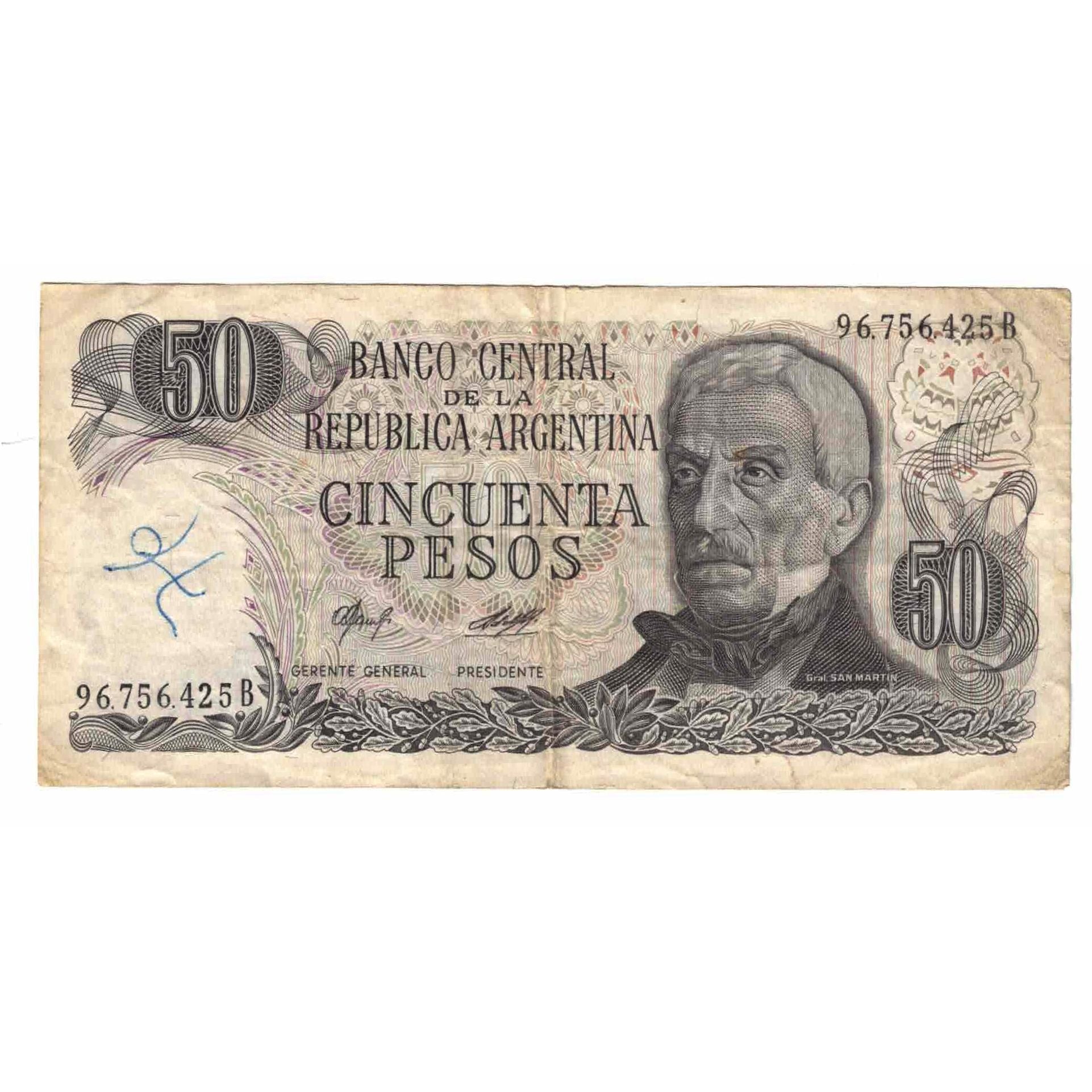 Billet, Argentine, 50 Pesos, Undated (1977), KM:301a, TB