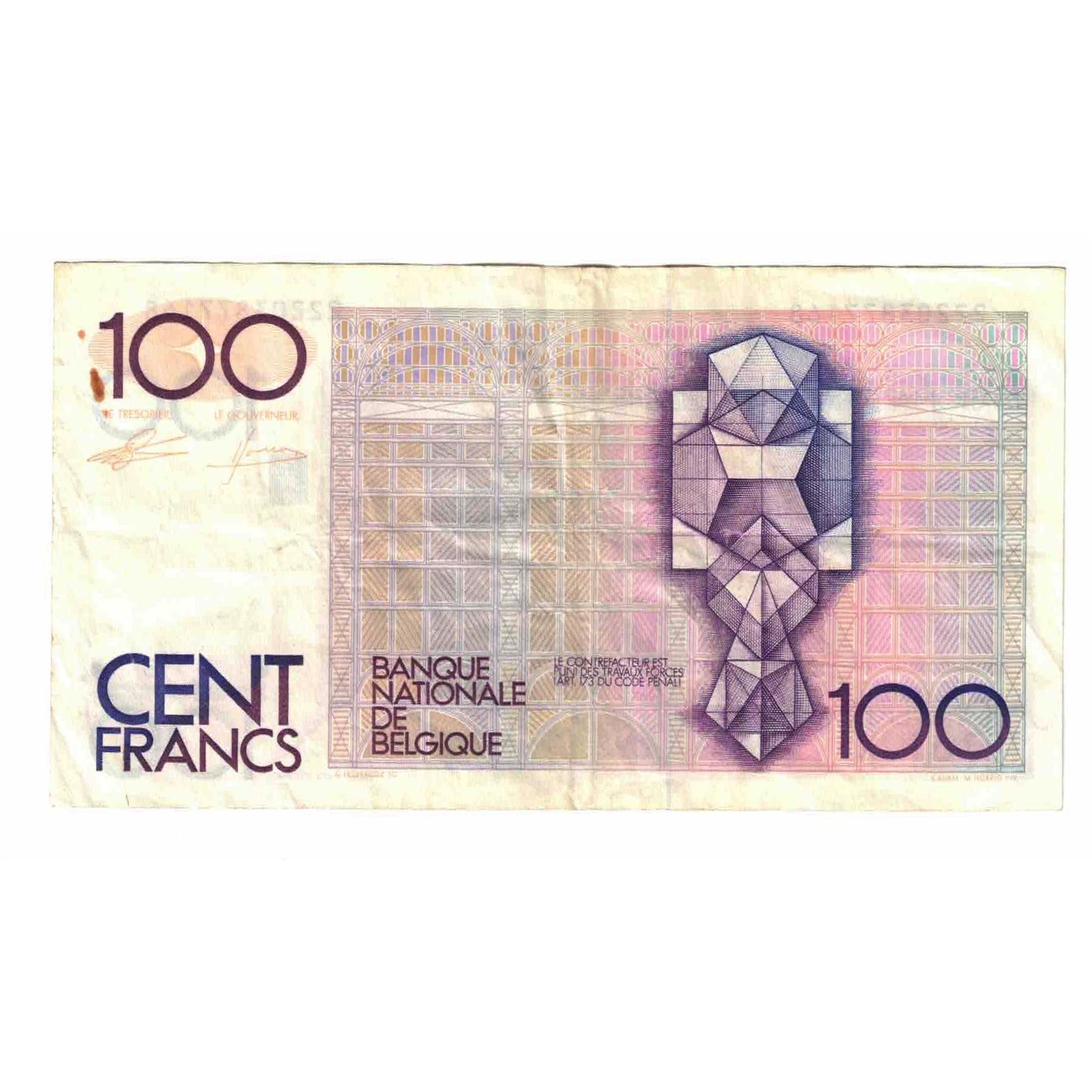 Billete, 100 Francs, Bélgica, KM:142a, MBC