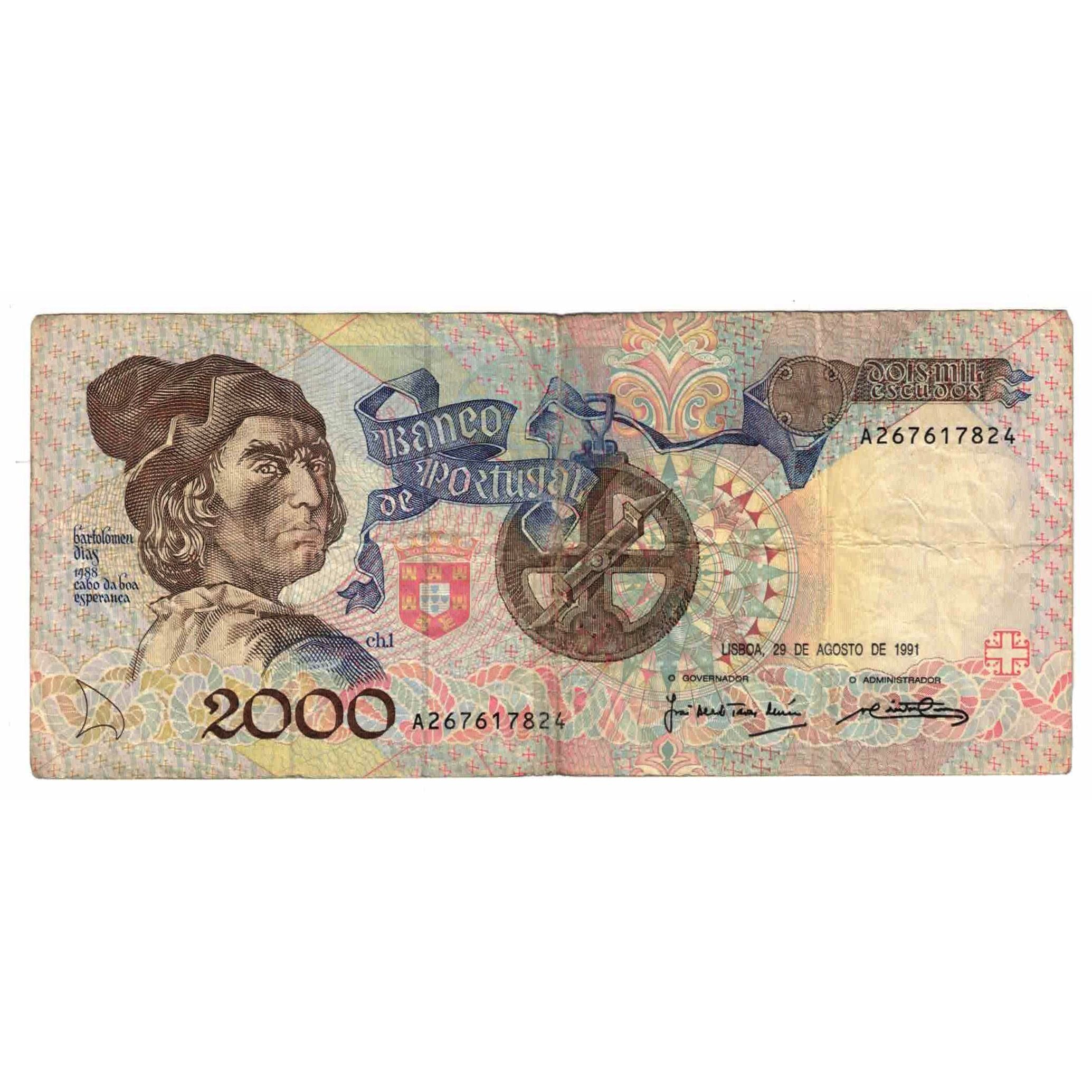 Banknote, Portugal, 2000 Escudos, 1991, 1991-08-29, KM:186b, VF(30-35)