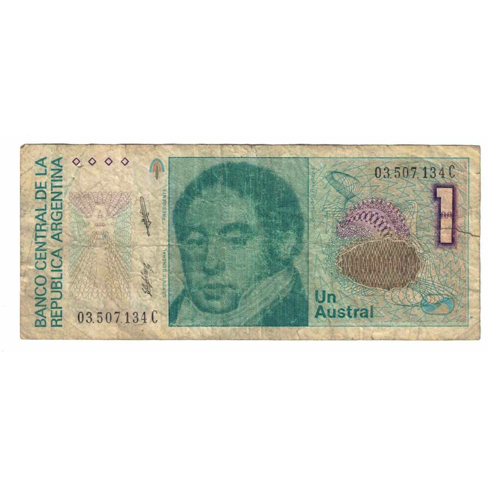 Banknote, Argentina, 1 Austral, KM:323b, VG(8-10)