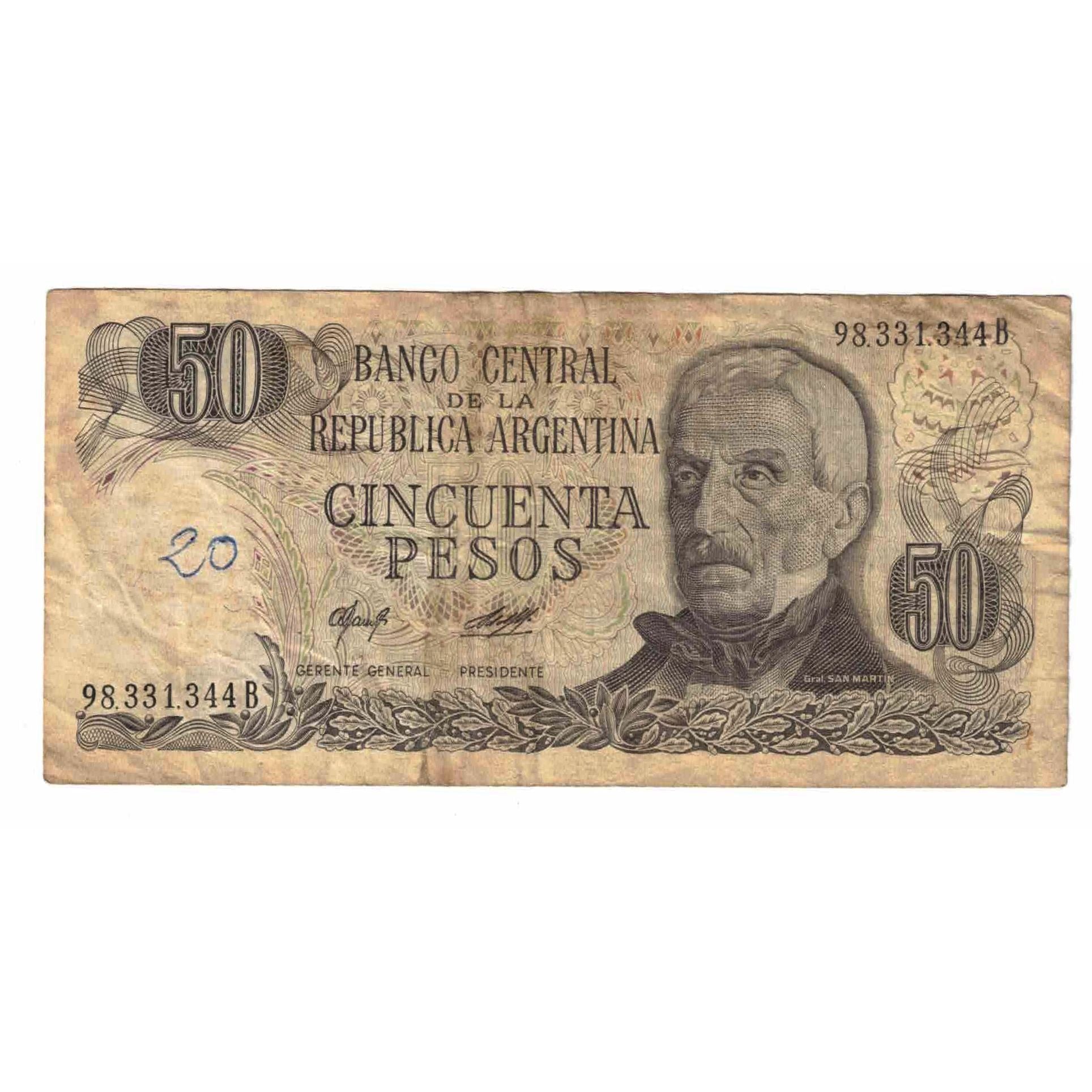 Biljet, Argentinië, 50 Pesos, 1977, KM:301a, B