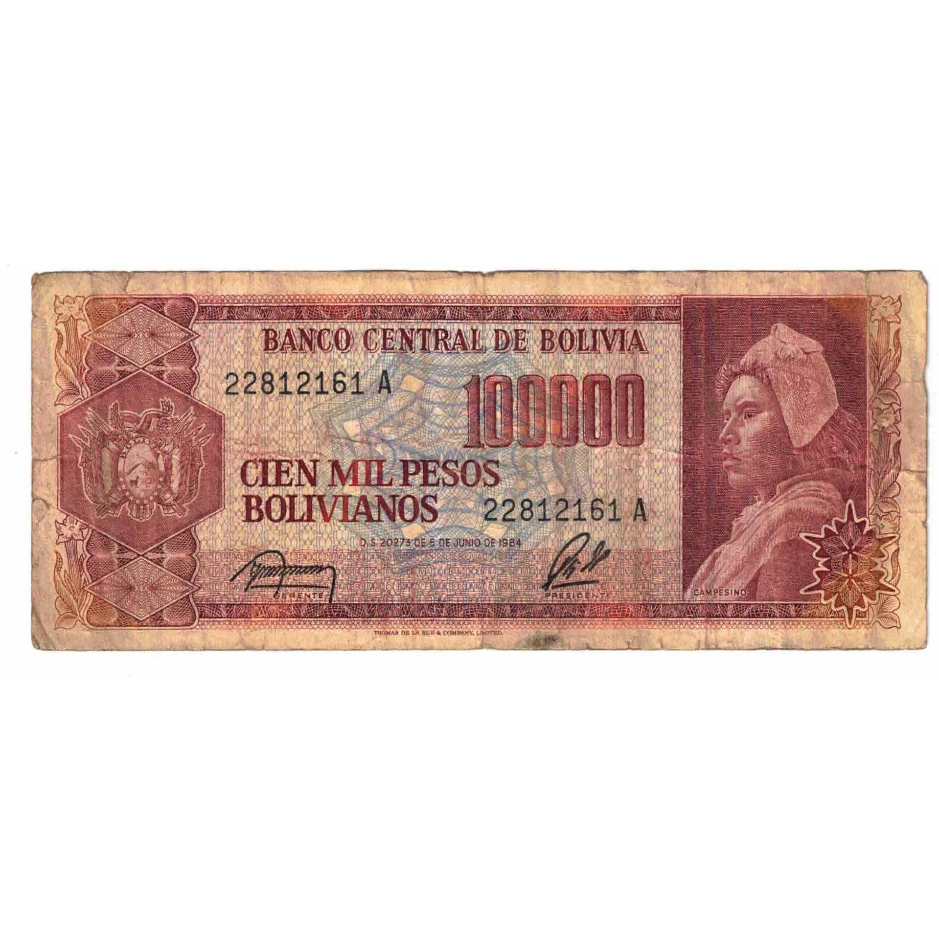 Billet, Bolivie, 100,000 Pesos Bolivianos, 1984, 1984-06-05, KM:171a, B