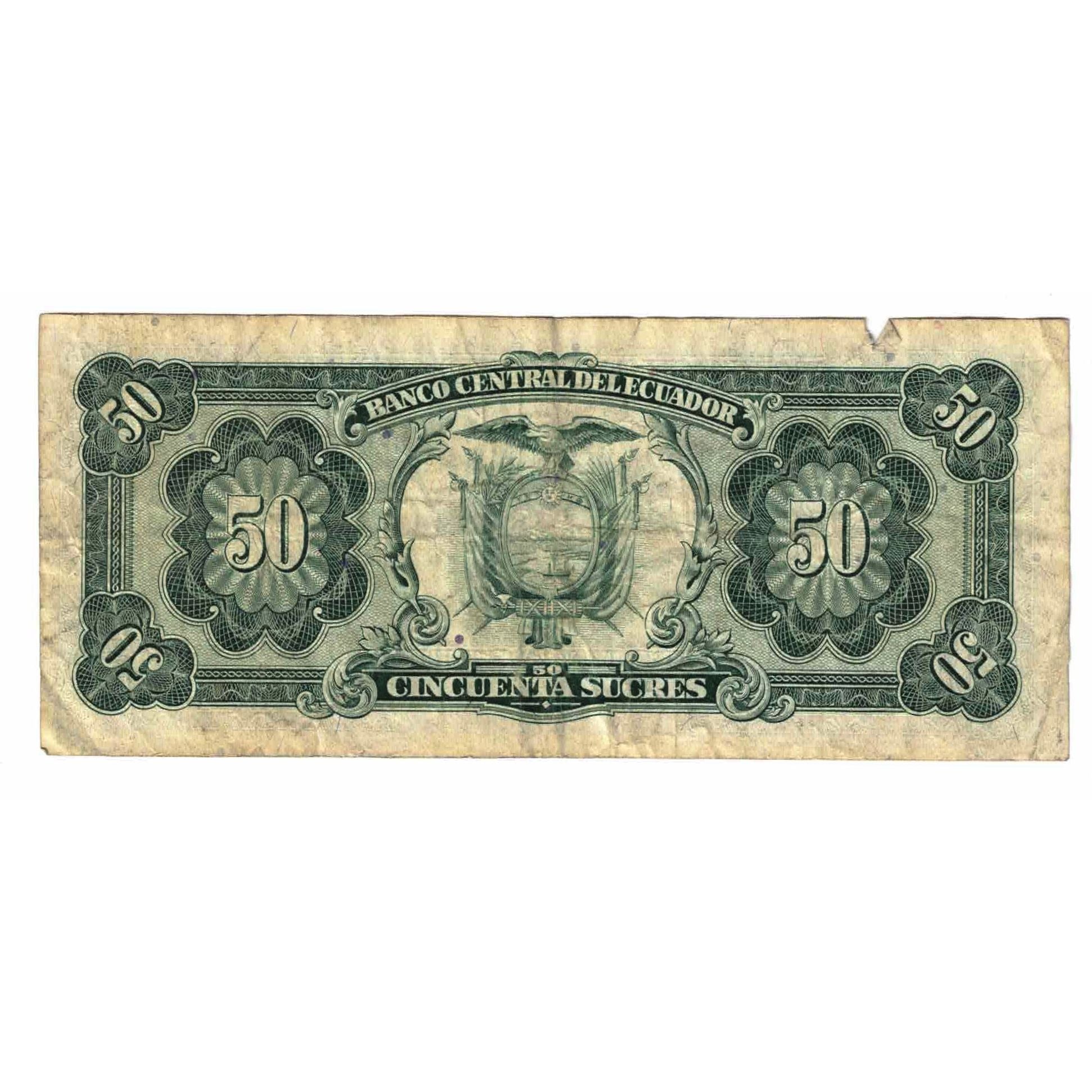 Billet, Équateur, 50 Sucres, 1988, 1988-11-22, KM:122a, B