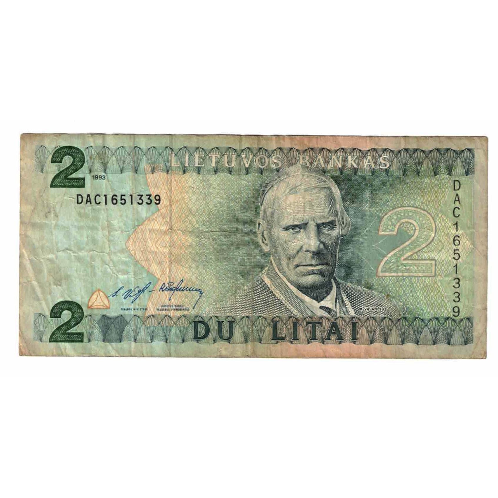 Geldschein, Lithuania, 2 Litai, 1993, KM:54a, S