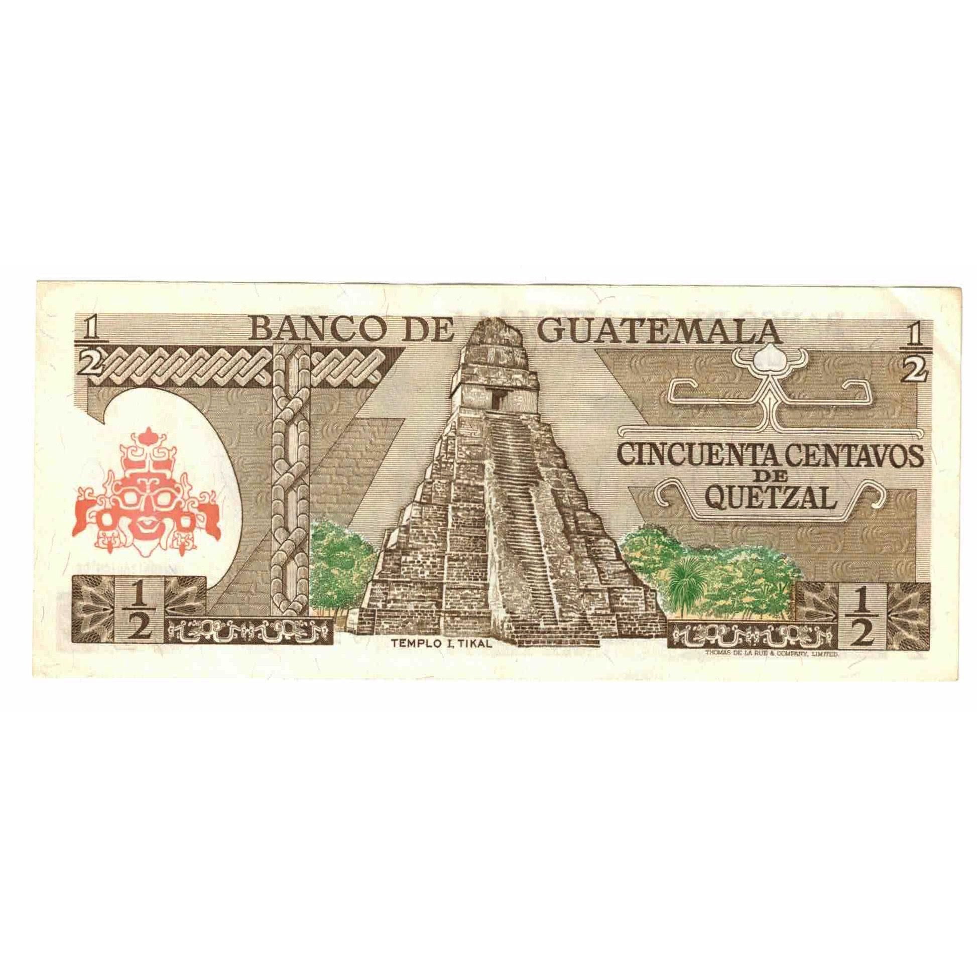 Banknote, Guatemala, 1/2 Quetzal, 1982, 1982-01-06, KM:58c, UNC(63)