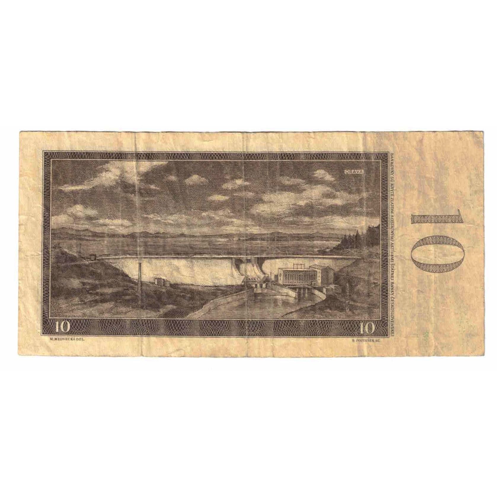 Geldschein, Tschechoslowakei, 10 Korun, 1960, KM:88b, SS