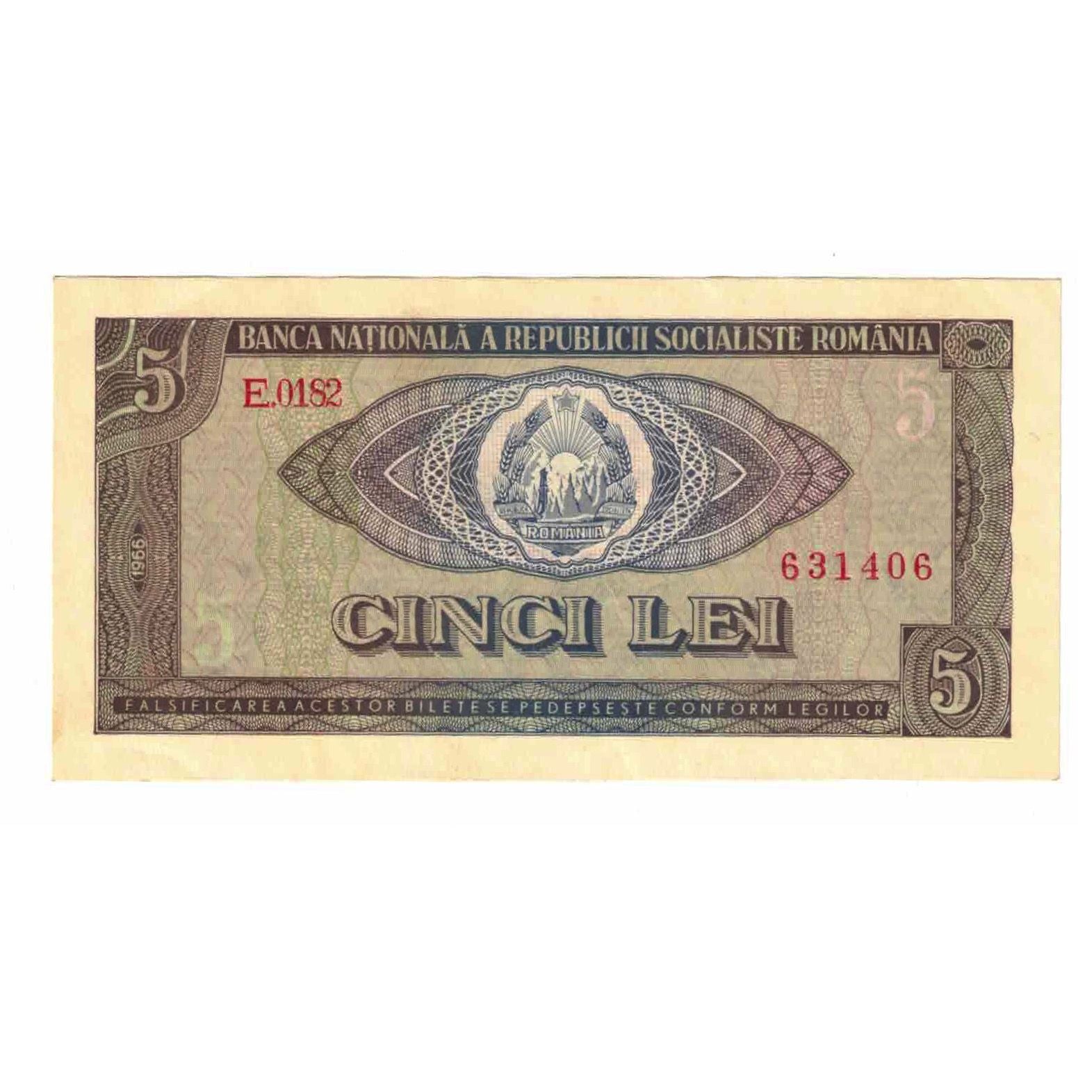 Billete, 5 Lei, 1966, Rumanía, KM:93a, UNC