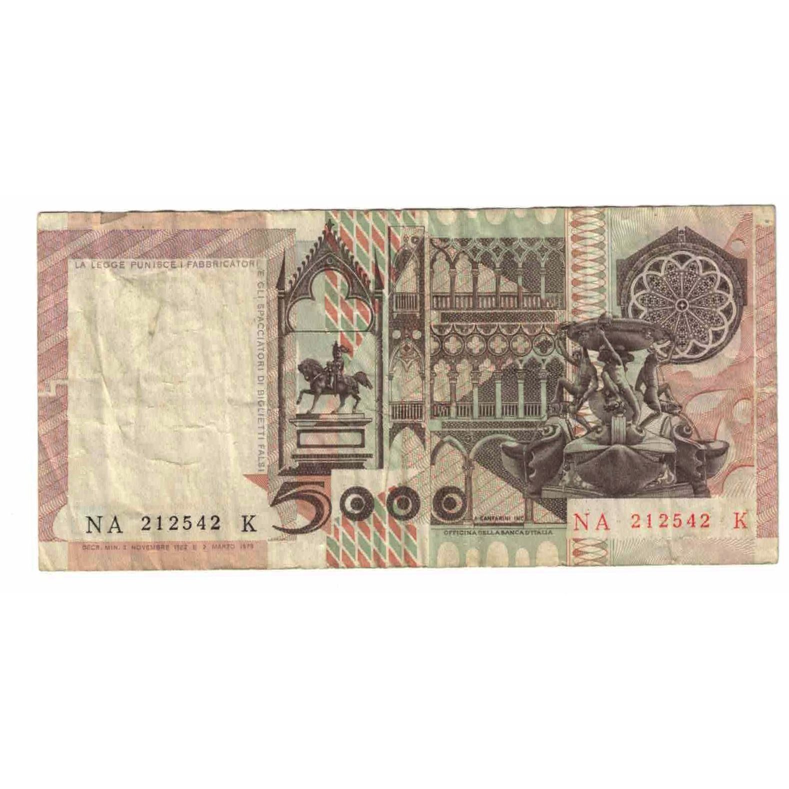 Banconote, Italia, 5000 Lire, 1982, 1982-11-03, KM:105b, BB