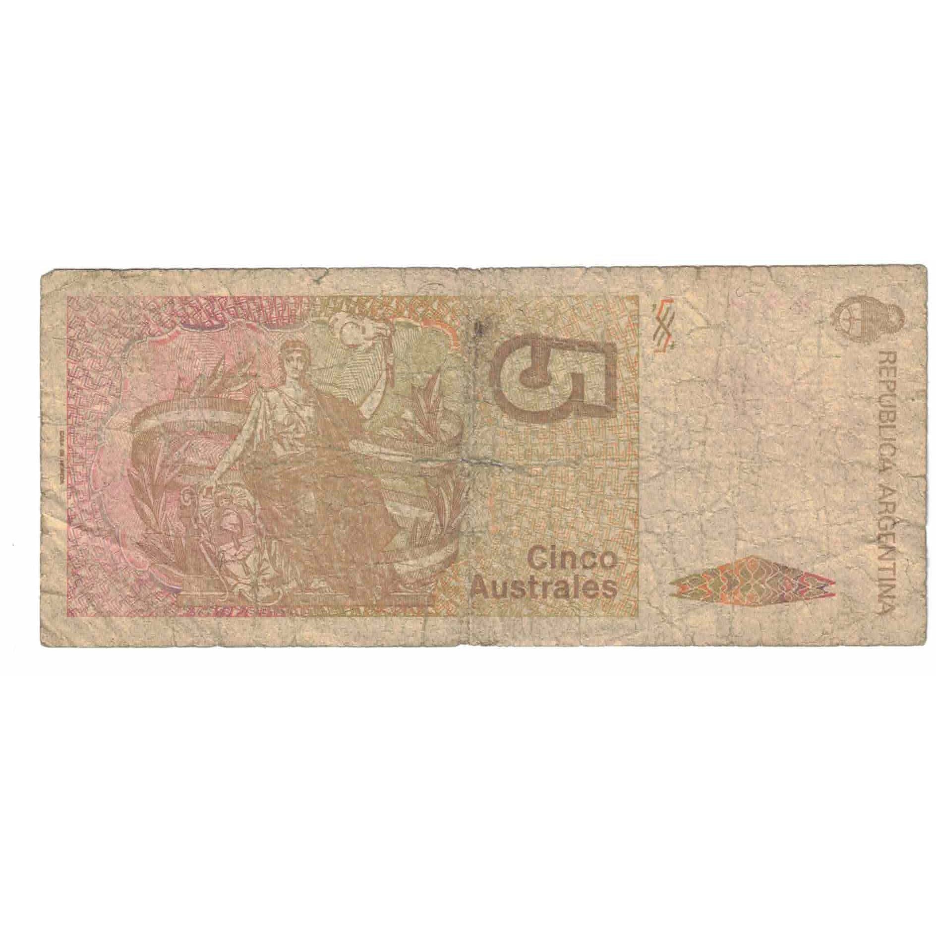 Nota, Argentina, 5 Australes, Undated (1986-87), KM:324a, AG(1-3)