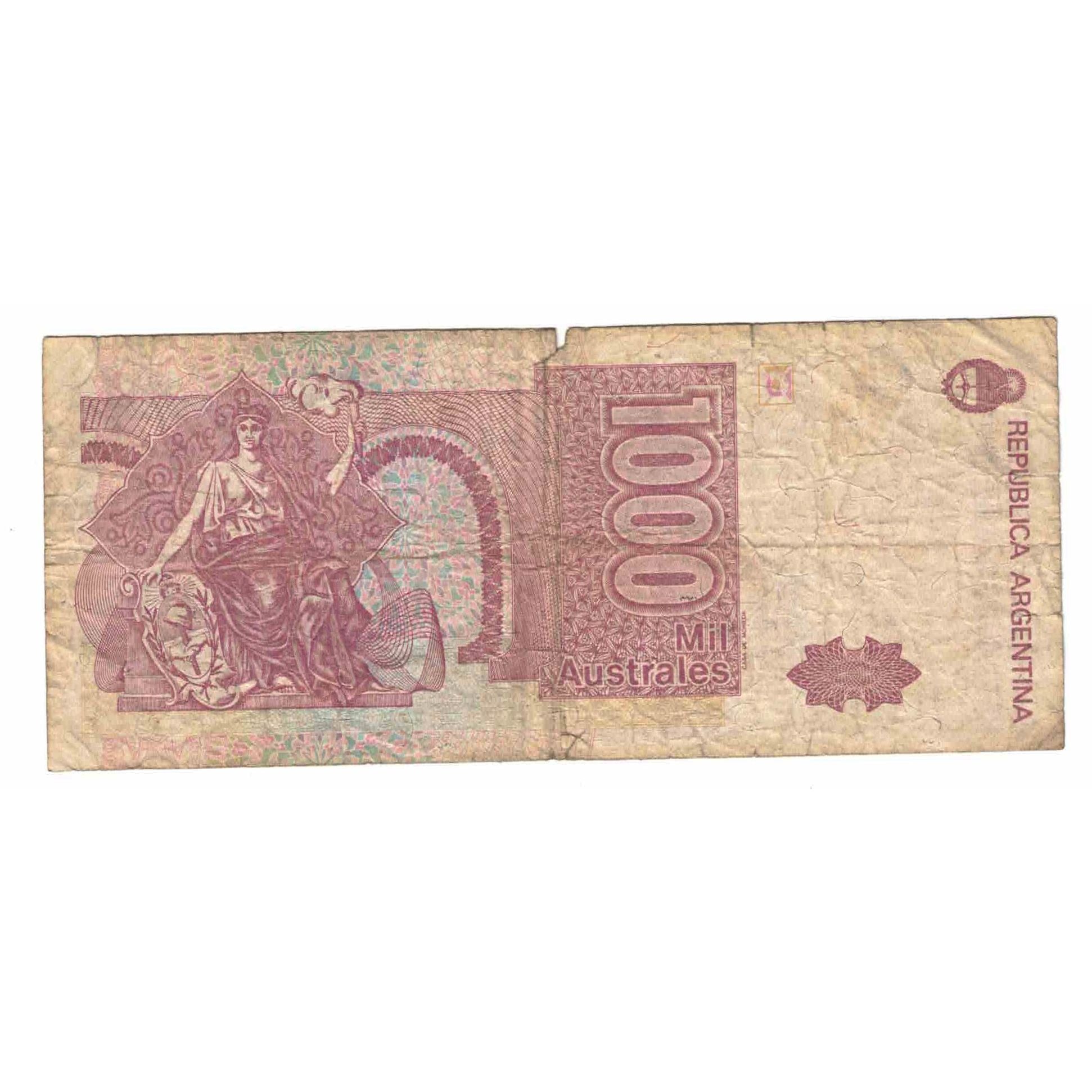 Banknote, Argentina, 1000 Australes, Undated (1990), KM:329d, VF(20-25)