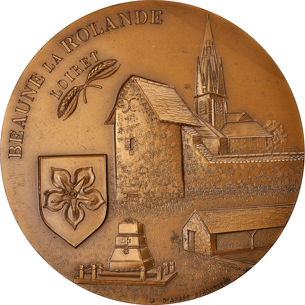 Francja, Medal, Ville de Beaune la Rolande, Loiret, Geografia, 1988, Rousseau