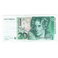 Banknot, Niemcy - RFN, 20 Deutsche Mark, 1993, 1993-10-01, KM:39b, AU(55-58)
