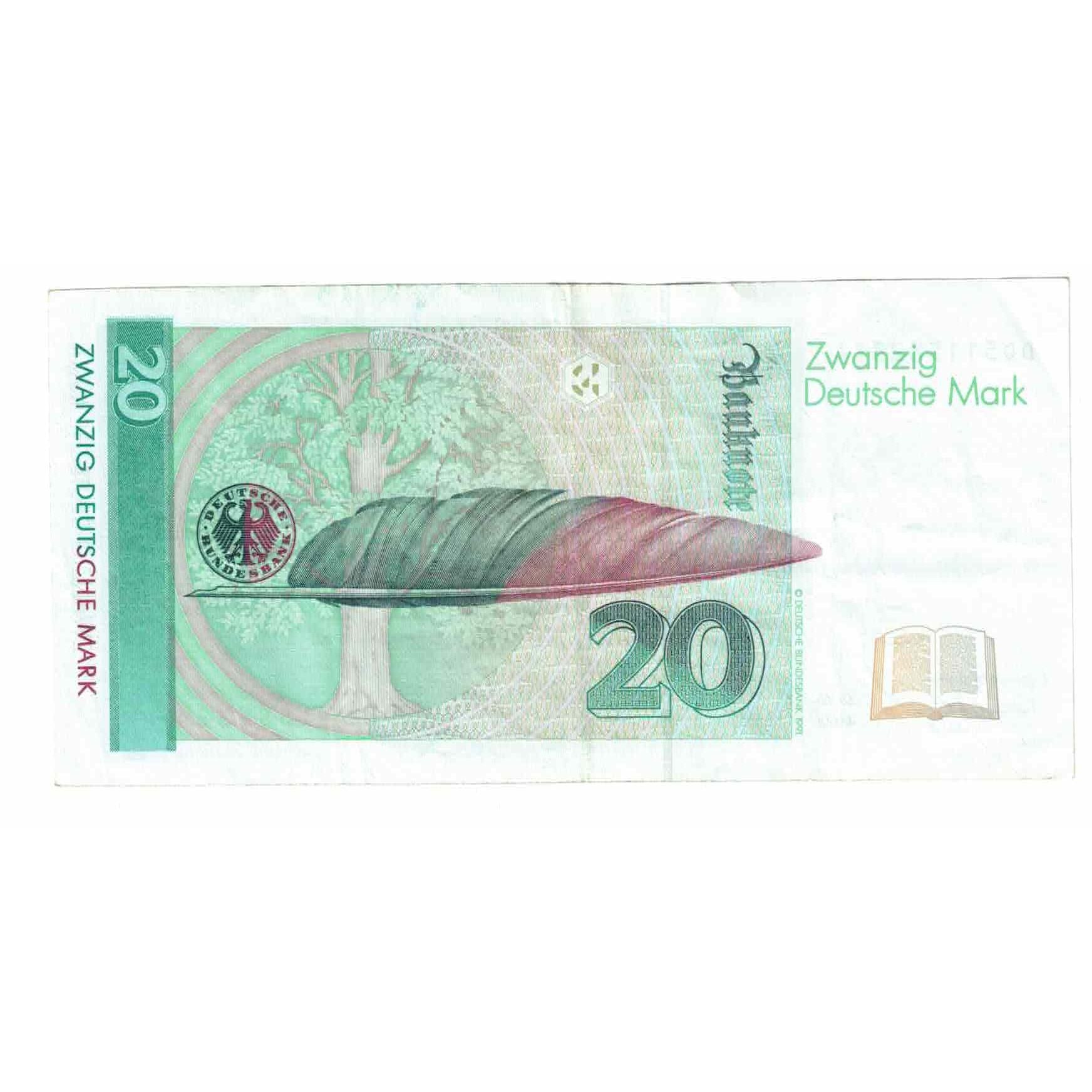 Banknot, Niemcy - RFN, 20 Deutsche Mark, 1993, 1993-10-01, KM:39b, AU(55-58)