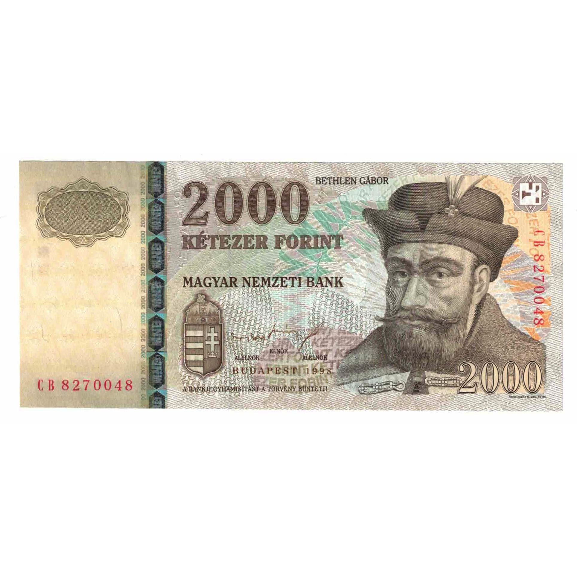 Biljet, Hongarije, 2000 Forint, 1998, KM:181a, SPL