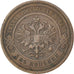 RUSSIA, 2 Kopeks, 1909, Saint-Petersburg, KM #10.2, AU(50-53), Copper, 6.57