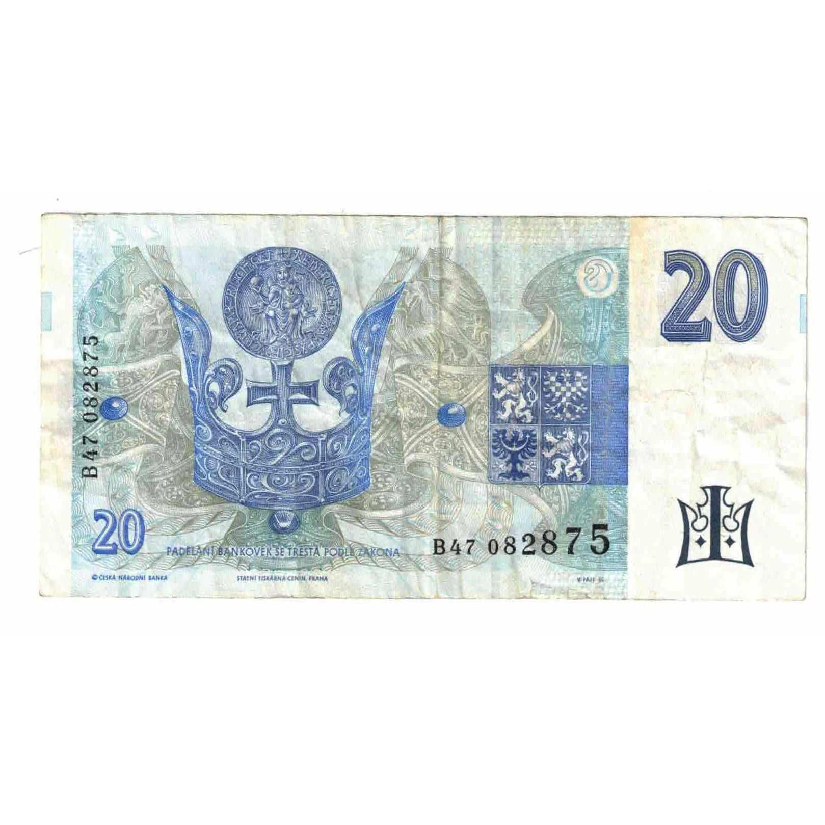 Banknote, Czech Republic, 20 Korun, 1994, 1994, KM:10b, VF(20-25)