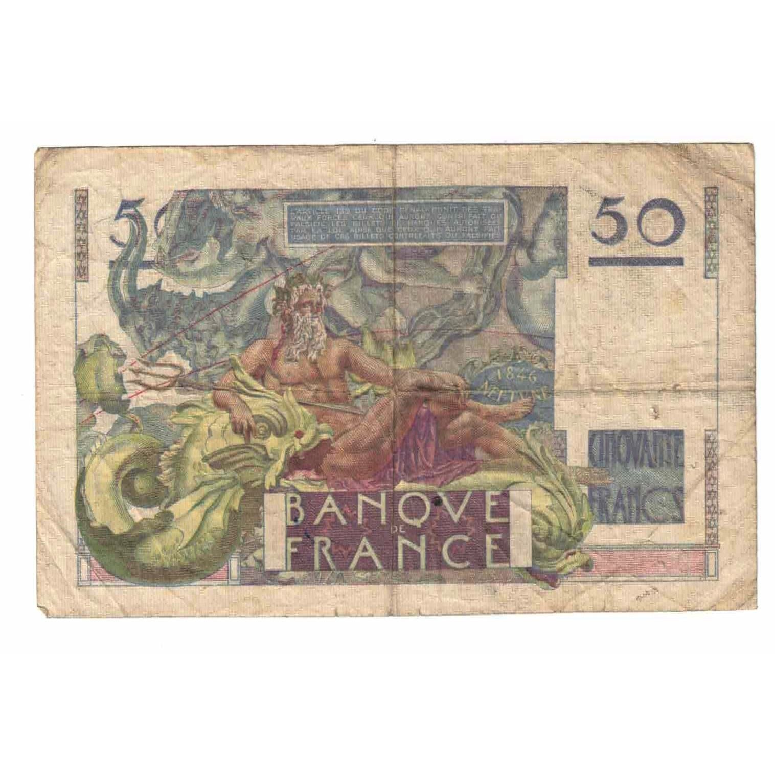 France, 50 Francs, Le Verrier, 1950, Z.154, VF(20-25), Fayette:20.15, KM:127c