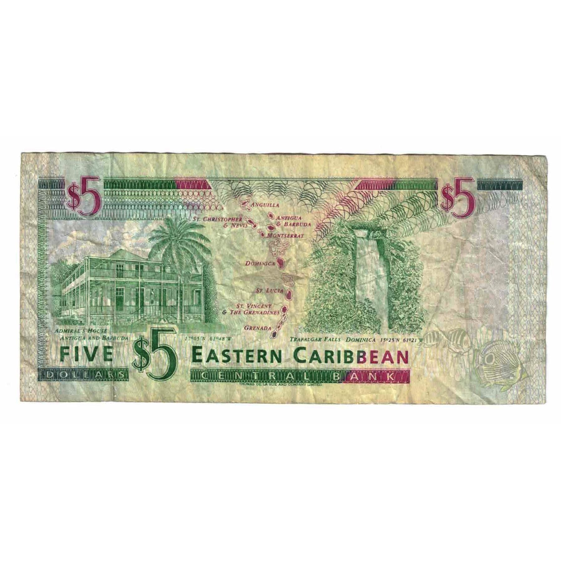 Billet, Etats des caraibes orientales, 5 Dollars, Undated (1994), Undated