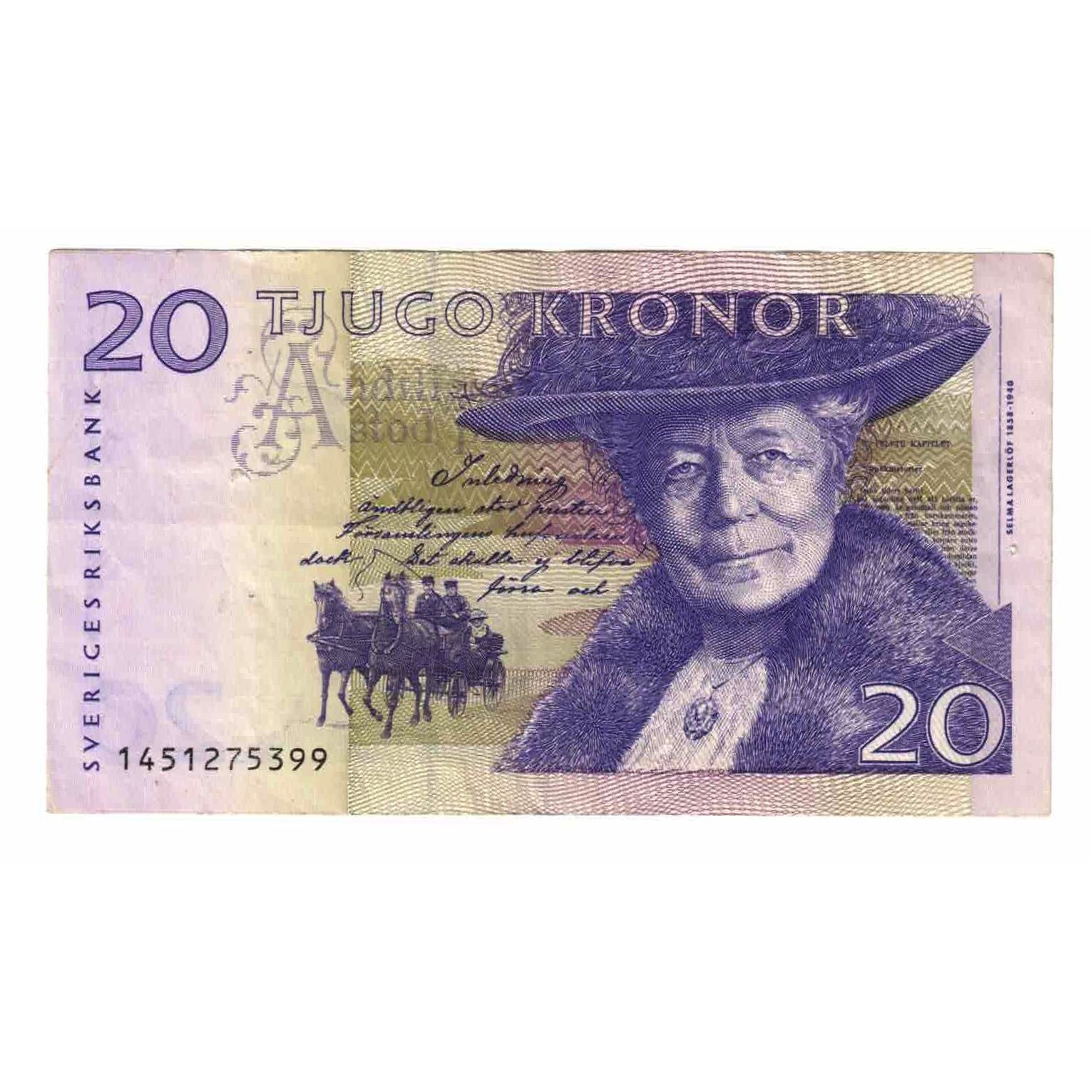 Billet, Suède, 20 Kronor, 2001, KM:63a, TTB