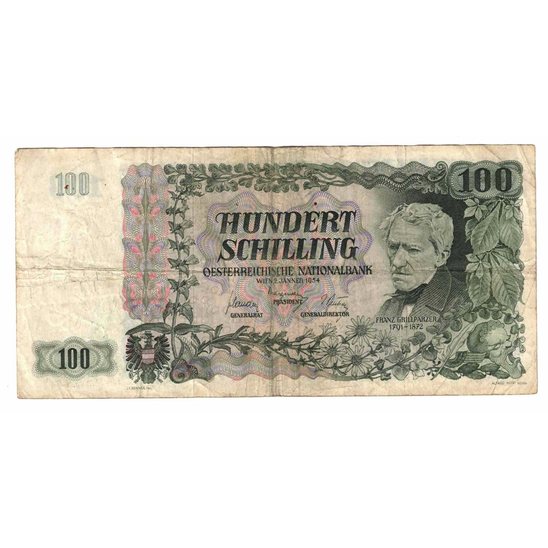 Geldschein, Österreich, 100 Schilling, 1954, 1954-01-02, KM:133a, S