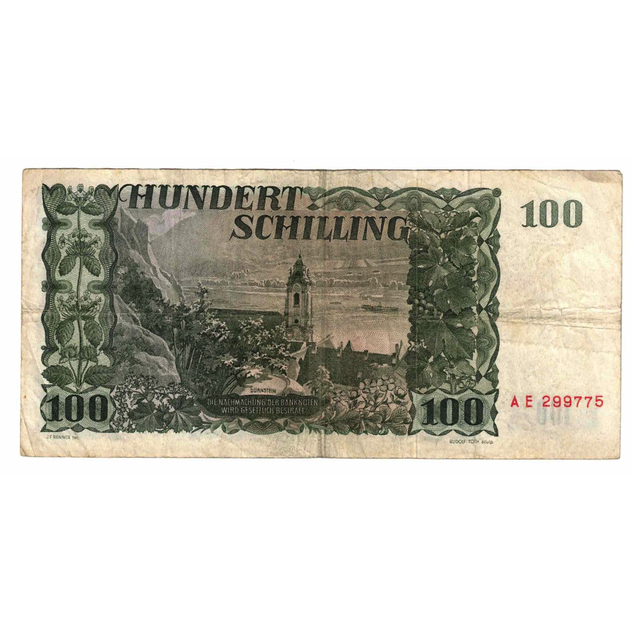 Geldschein, Österreich, 100 Schilling, 1954, 1954-01-02, KM:133a, S
