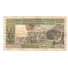 Banknote, West African States, 500 Francs, 1988, 1988, KM:106Aa, AG(1-3)
