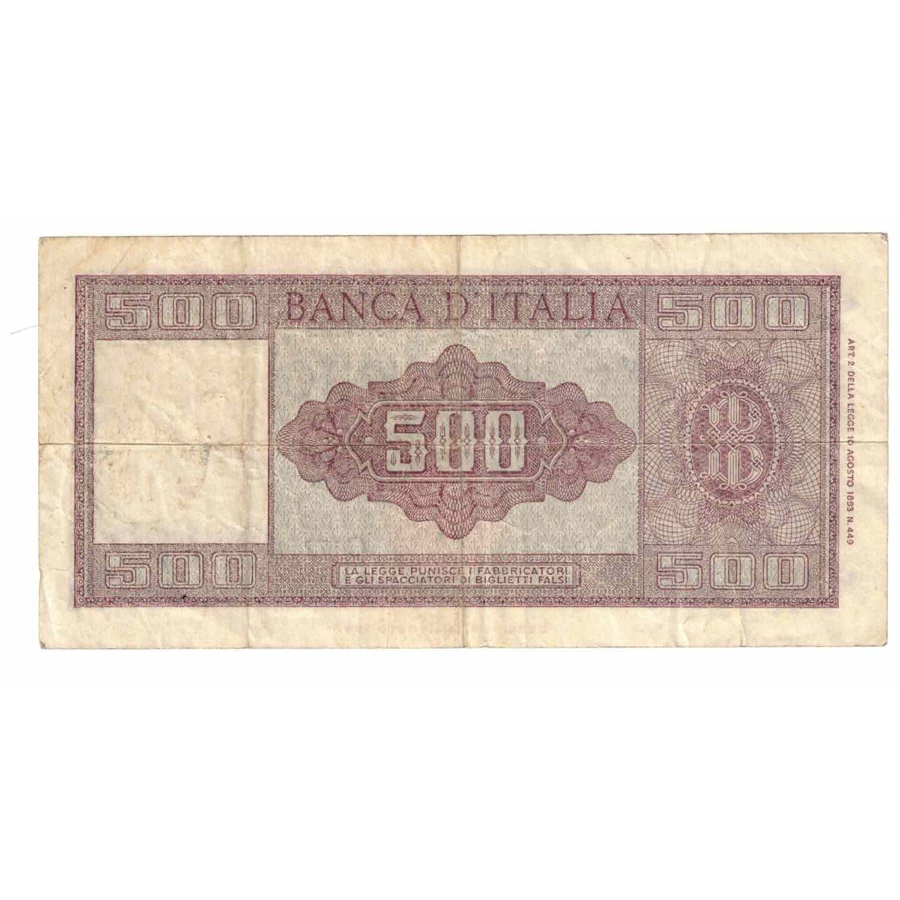 Banknote, Italy, 500 Lire, 1947, 1947-08-14, KM:80a, VF(20-25)
