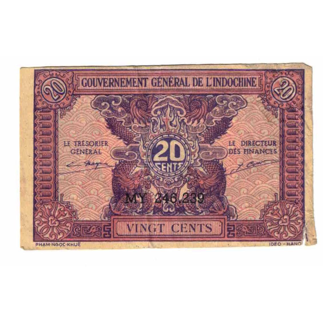 Banknote, FRENCH INDO-CHINA, 20 Cents, Undated (1942), KM:90, EF(40-45)