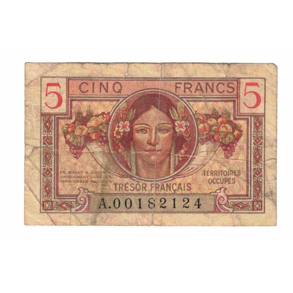 France, 5 Francs, 1947 Trésor Français, 1947, A.00182124, B, Fayette:VF29.1