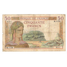 France, 50 Francs, Cérès, 1935, M.1158, B, Fayette:17.7, KM:81