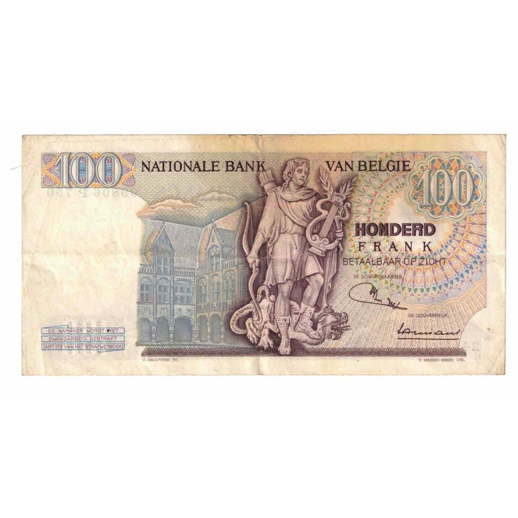 Banknote, Belgium, 100 Francs, 1969, 1969-12-08, KM:134b, VF(20-25)