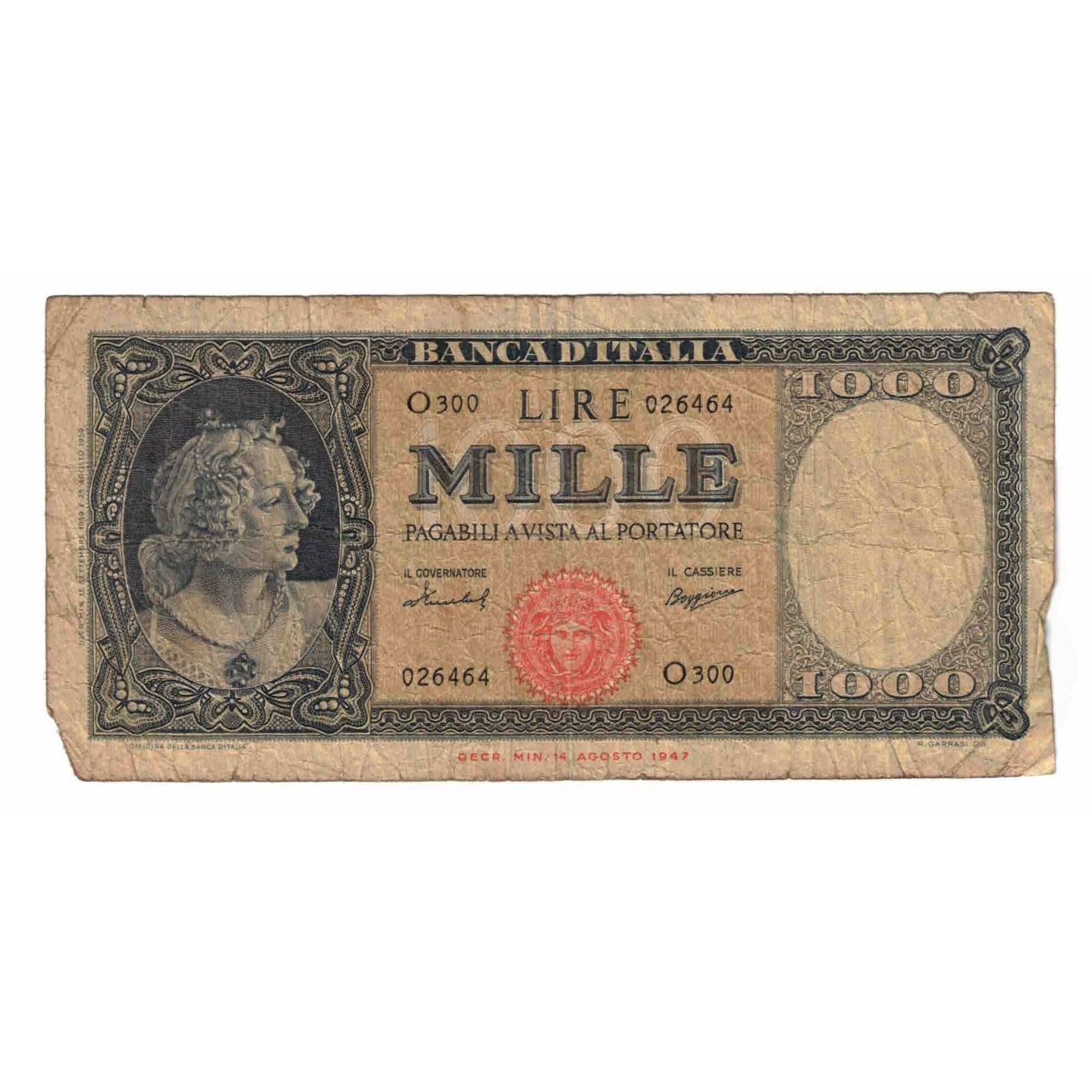 Banknote, Italy, 1000 Lire, 1959, 1959-09-15, KM:88c, AG(1-3)