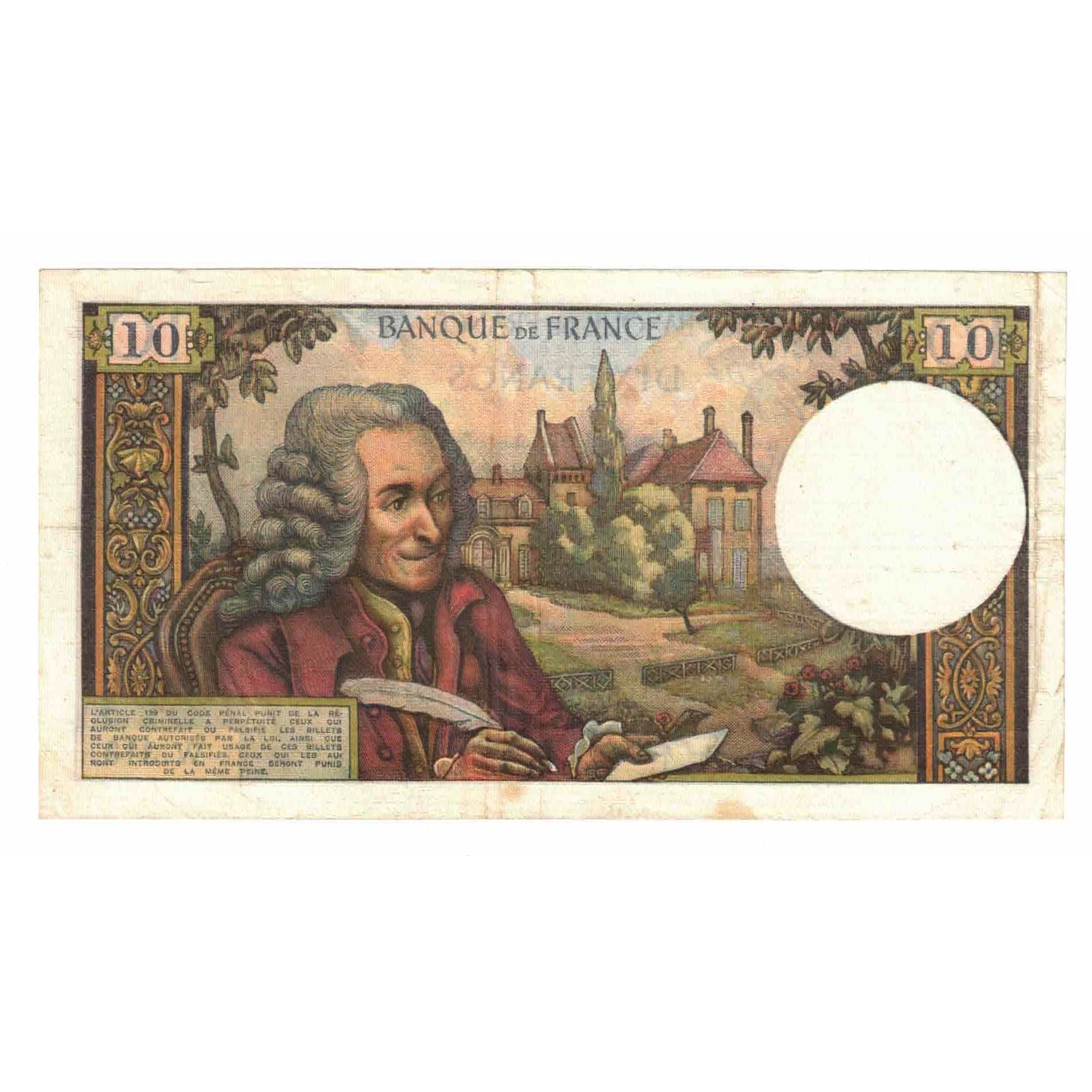 França, 10 Francs, Voltaire, 1967, W.313, EF(40-45), Fayette:62.25, KM:147b