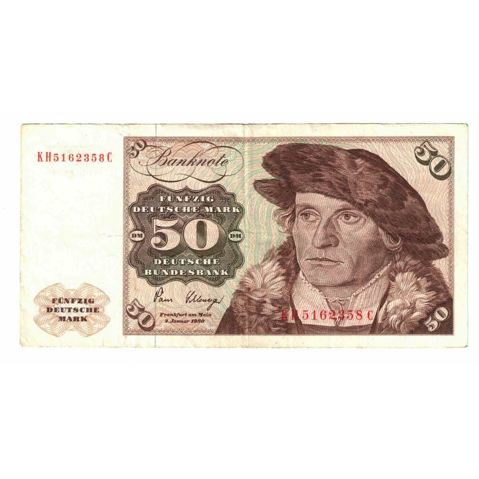 Billet, République fédérale allemande, 50 Deutsche Mark, 1980, 1980-01-02
