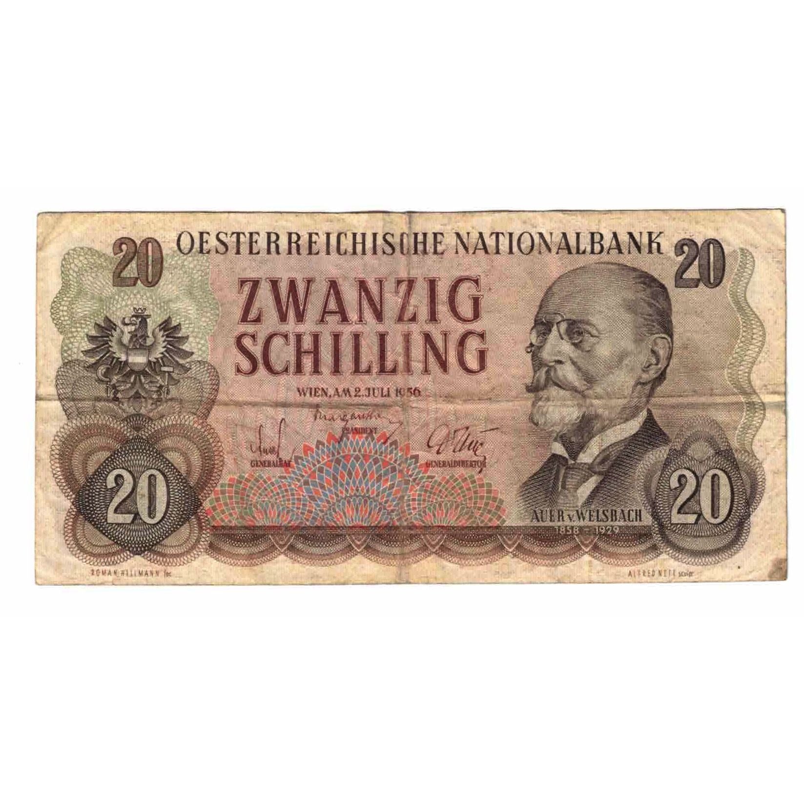 Banknote, Austria, 20 Schilling, 1956, 1956-07-02, KM:136a, VF(20-25)