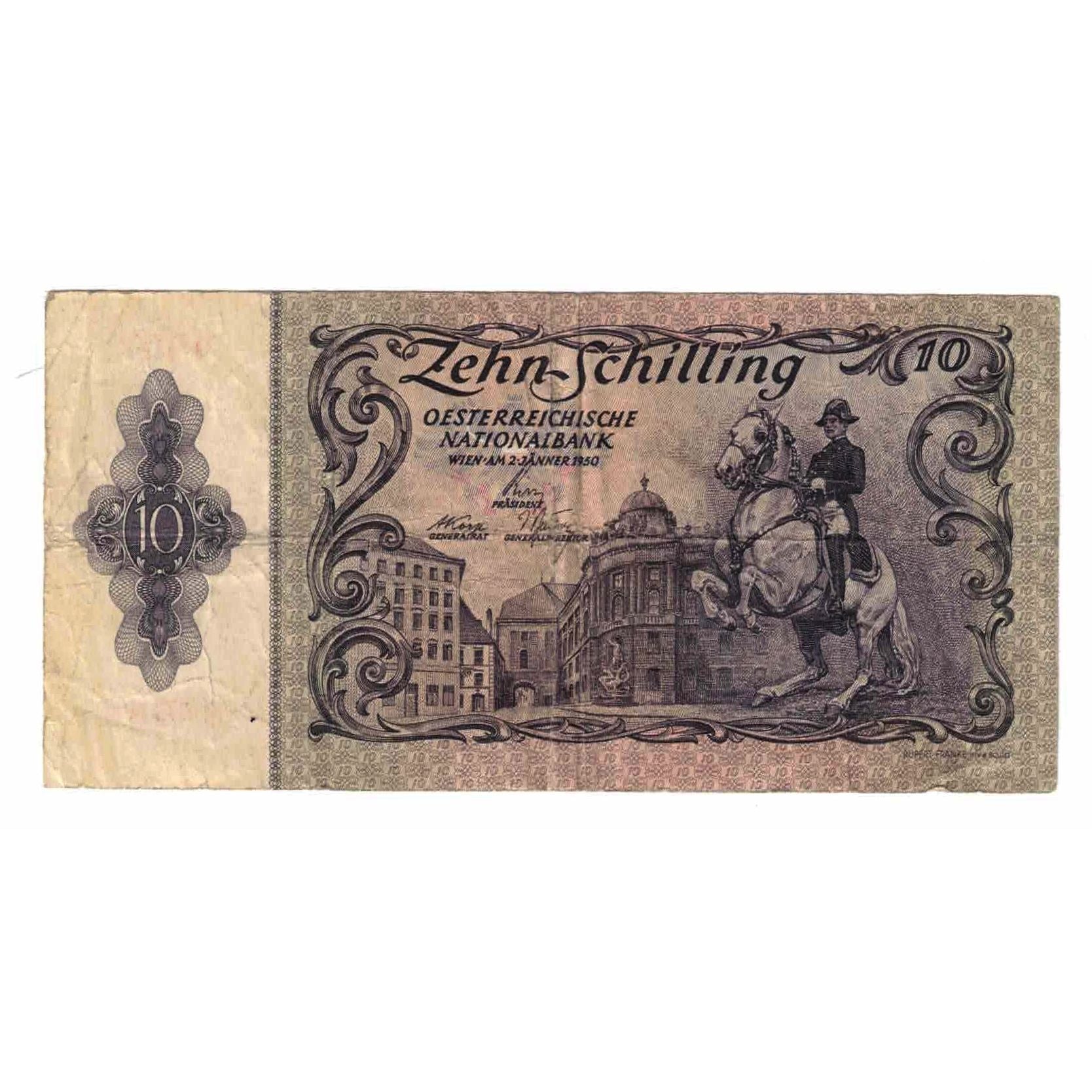 Banknote, Austria, 10 Schilling, 1950, 1950-01-02, KM:127, VF(20-25)