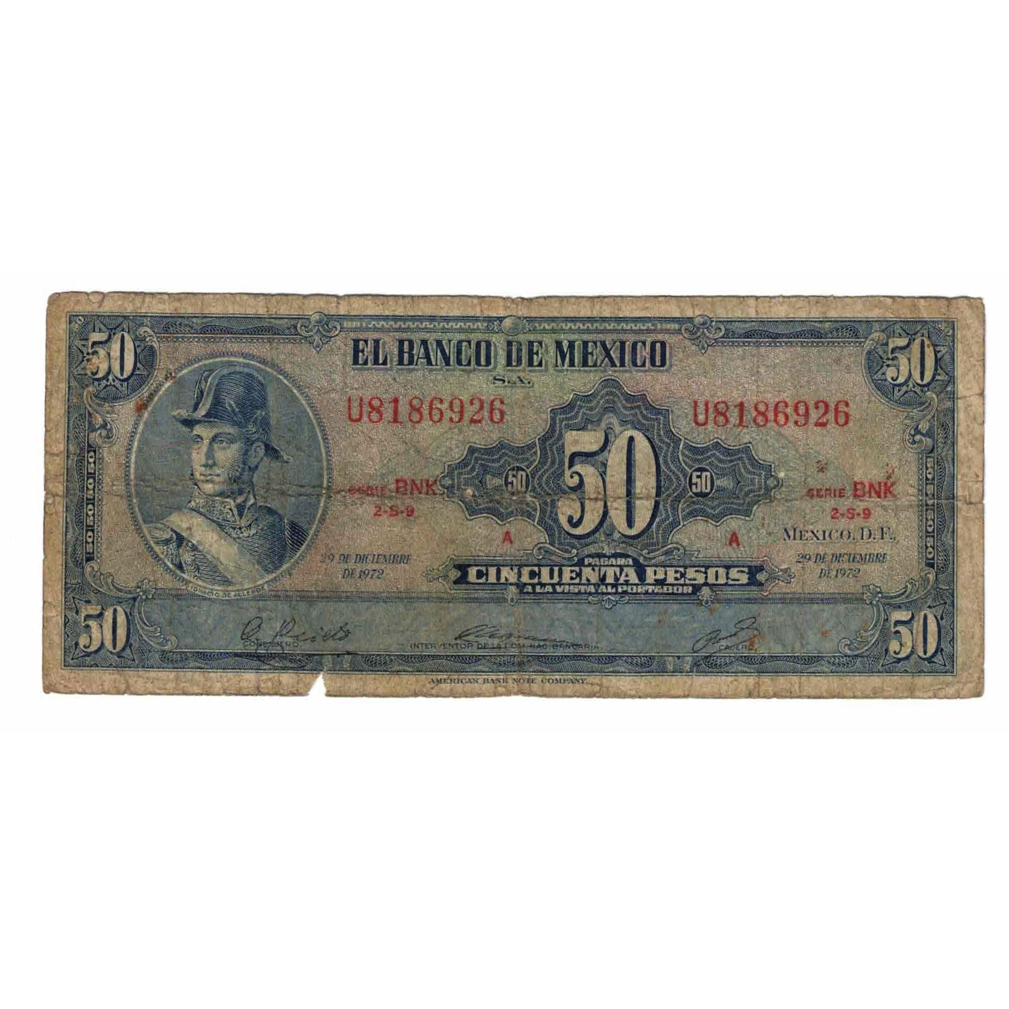 Banknote, Mexico, 50 Pesos, 1972, 1972-12-29, KM:49u, VF(20-25)