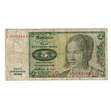 Billet, République fédérale allemande, 5 Deutsche Mark, 1960, 1960-01-02