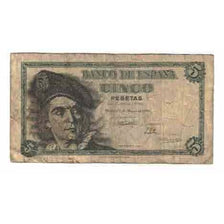 Billet, Espagne, 5 Pesetas, 1948, 1948-03-05, KM:136a, TB