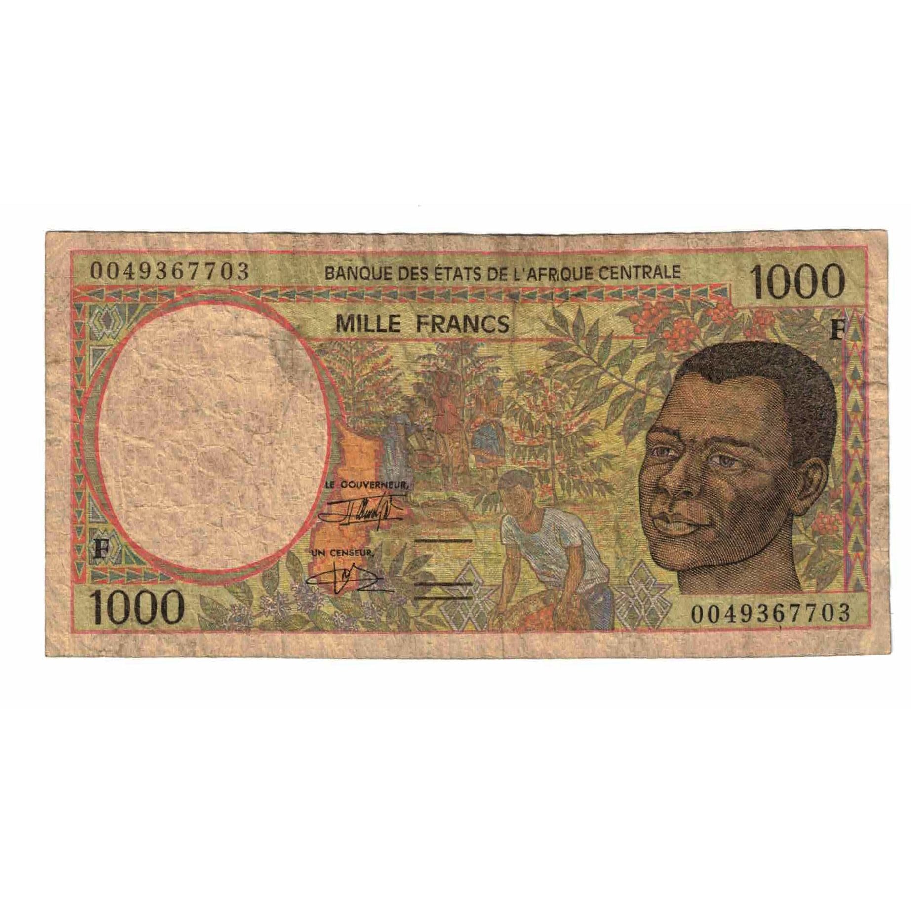Banknote, Central African States, 1000 Francs, 1999, KM:302Ff, VF(20-25)
