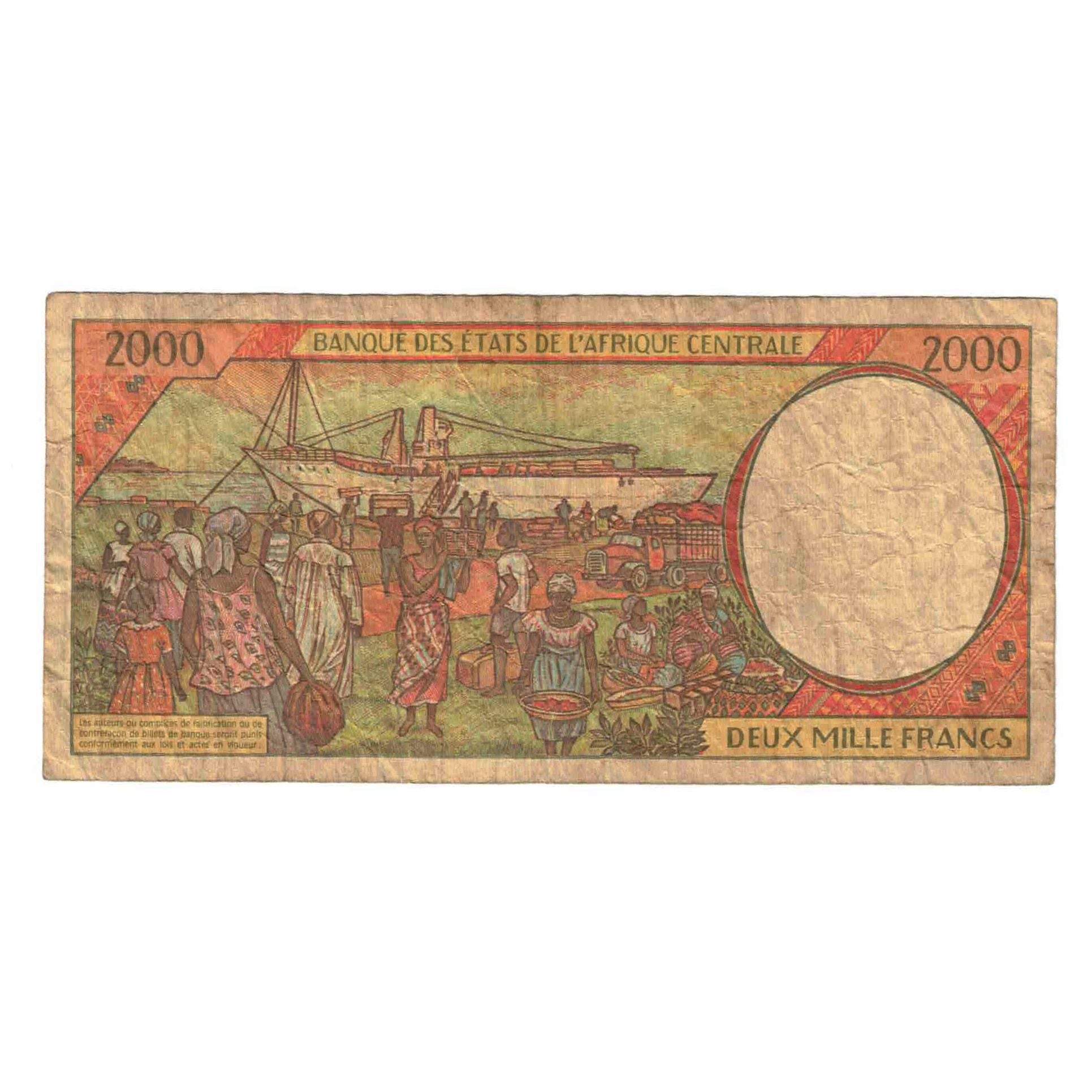 Banconote, Stati dell’Africa centrale, 2000 Francs, KM:103Cg, MB