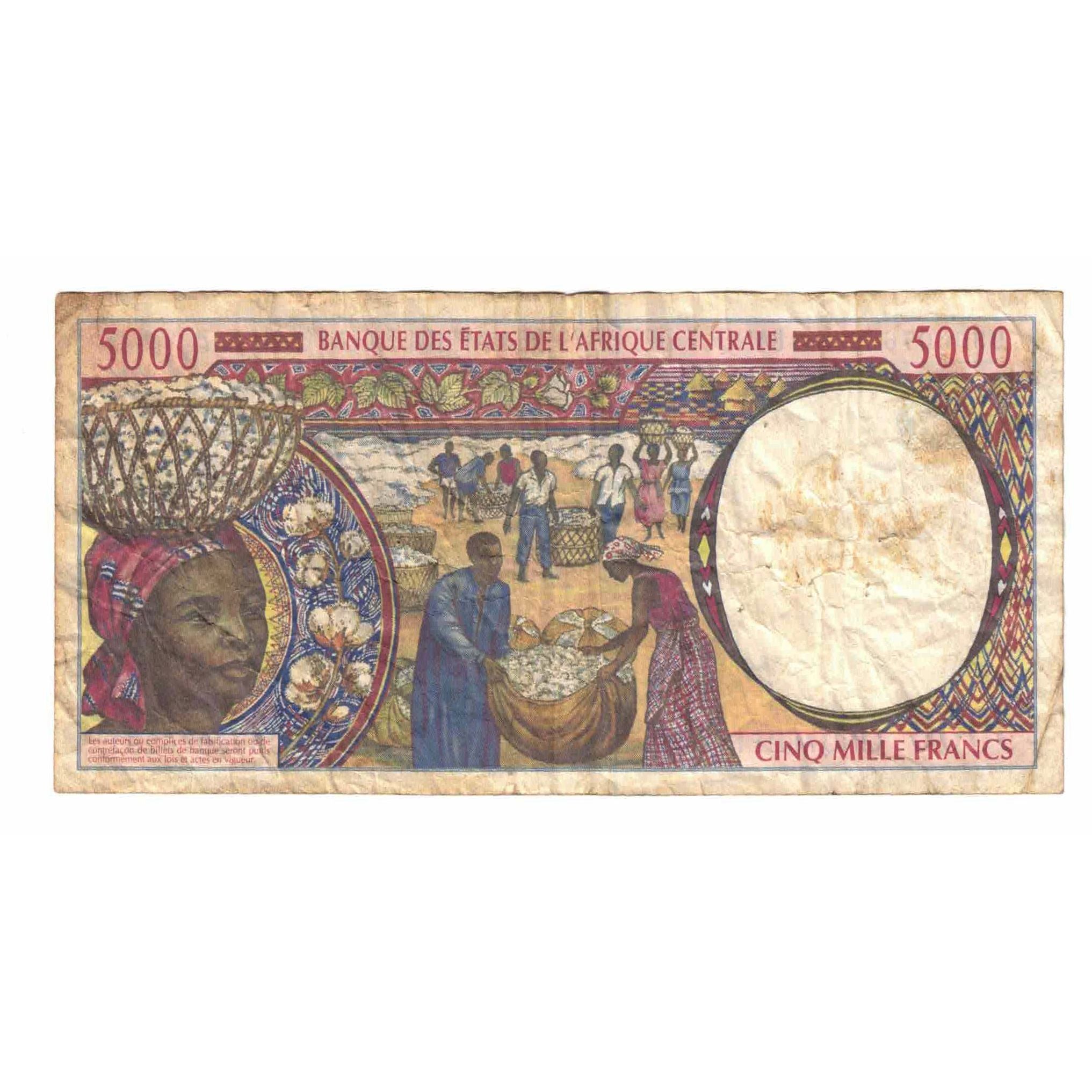 Banknote, Central African States, 5000 Francs, KM:404La, VF(20-25)