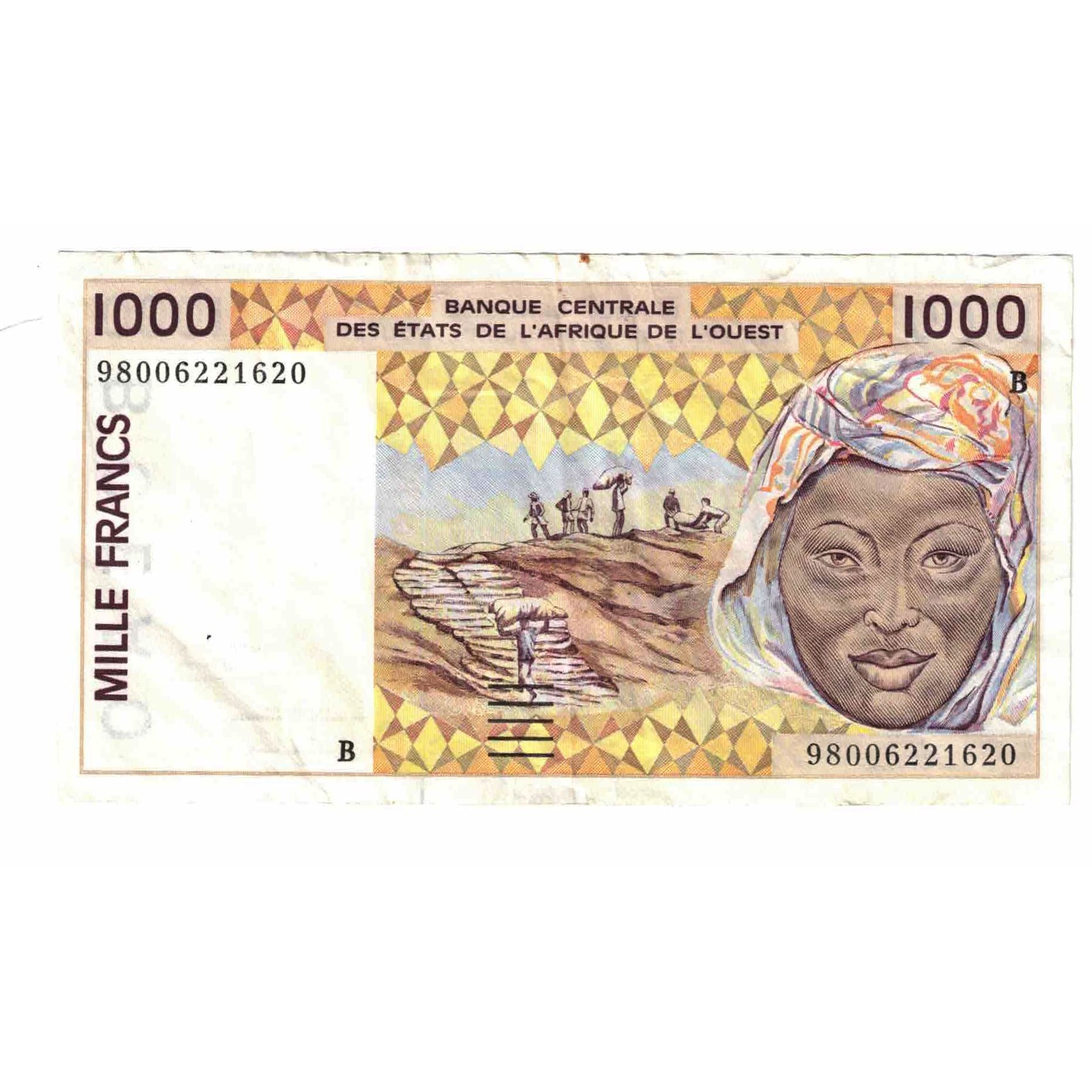 Banknote, West African States, 1000 Francs, 1995, KM:711Ke, AU(50-53)